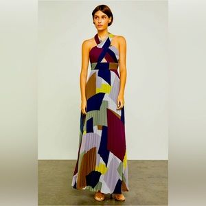 BCBGMAXAZRIA Pleated Color-Block Halter
